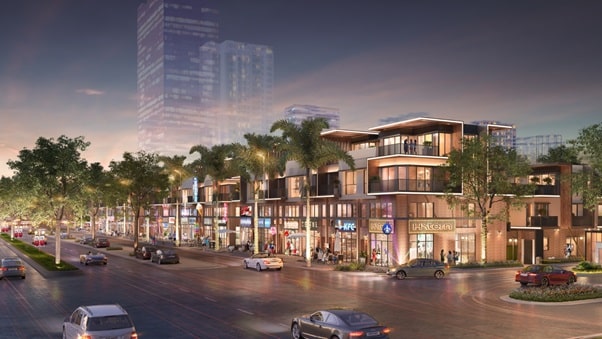 Dãy shophouse bên trong khu compound Izumi City giai đoạn 1.