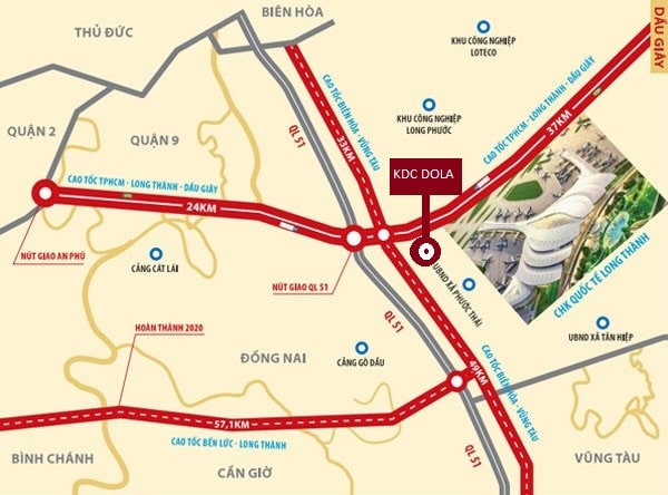 VỊ TRÍ DỰ ÁN DOLA LONG THÀNH