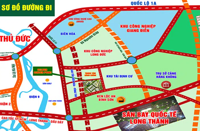 VỊ TRÍ DỰ ÁN GOLDEN CENTRAL POINT LỘC AN