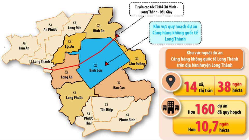 Bản đồ quy hoach quanh sân bay Long Thành