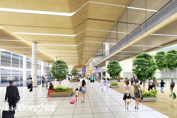 Việc đầu tư xây dựng 2 tuyến đường 770B và 773 vừa đảm bảo tính liên kết vùng và liên kết giao thông cho sân bay Long Thành. Trong ảnh: Phối cảnh nhà ga hành khách sân bay Long Thành. Ảnh: ACV cung cấp